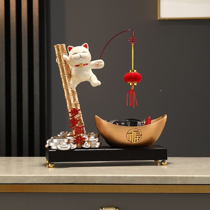 新款招财猫咪小摆件醒狮创意组合套一家四五口电视柜玄关新年定制,淘宝优惠券,粉丝福利购,淘宝优惠卷