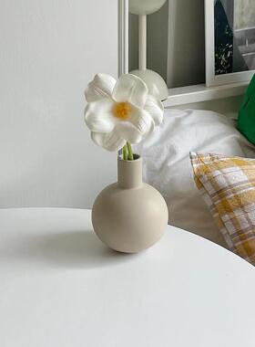 侘寂风陶瓷小花瓶摆件装饰品 桌面电视柜客厅插花干花ins风高颜值