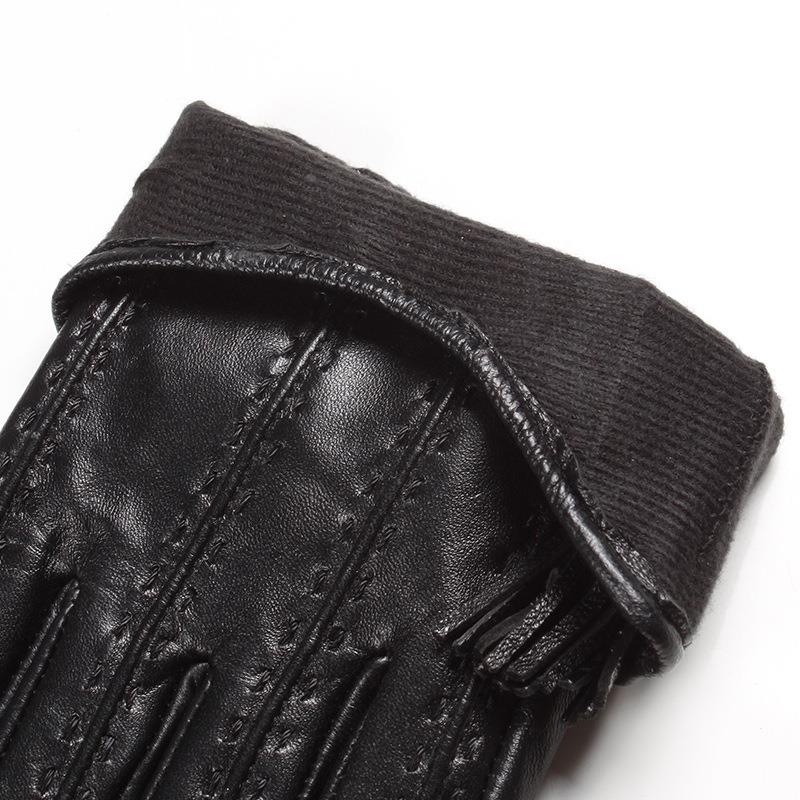 秋冬时尚欧美手套女士户外电车骑行保暖防风拉链羊皮手套薄款定制