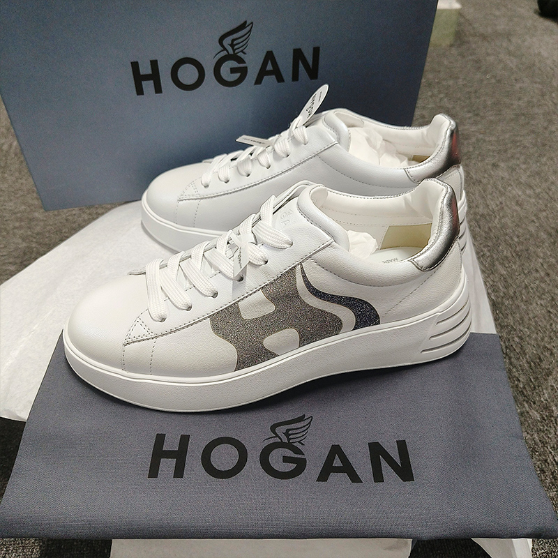 HOGAN/霍根豪格女鞋 Rebel新款h标厚底增高系带运动休闲小白鞋-图0