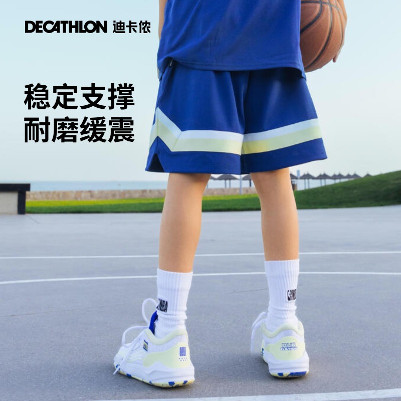 迪卡侬NBA官方授权篮球鞋减震耐磨湖人勇士低帮鞋运动篮球鞋KIDS-图0