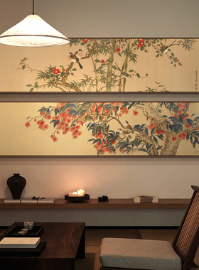 茶餐厅新中式原创花鸟国画装饰画