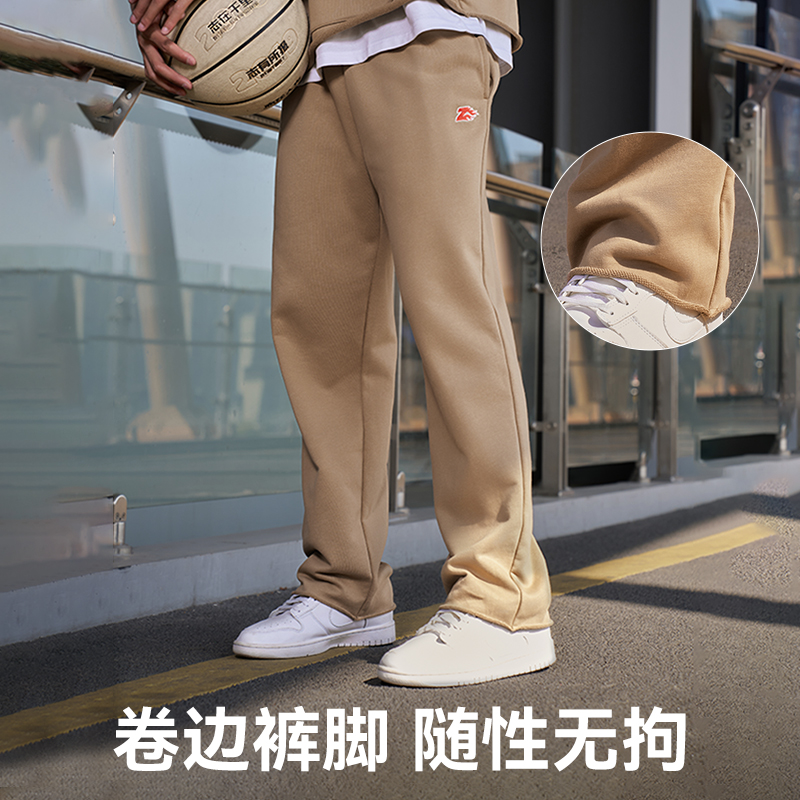 有志者UZIS美式卷边直筒卫裤男秋季休闲宽松篮球跑步运动长裤跃焰