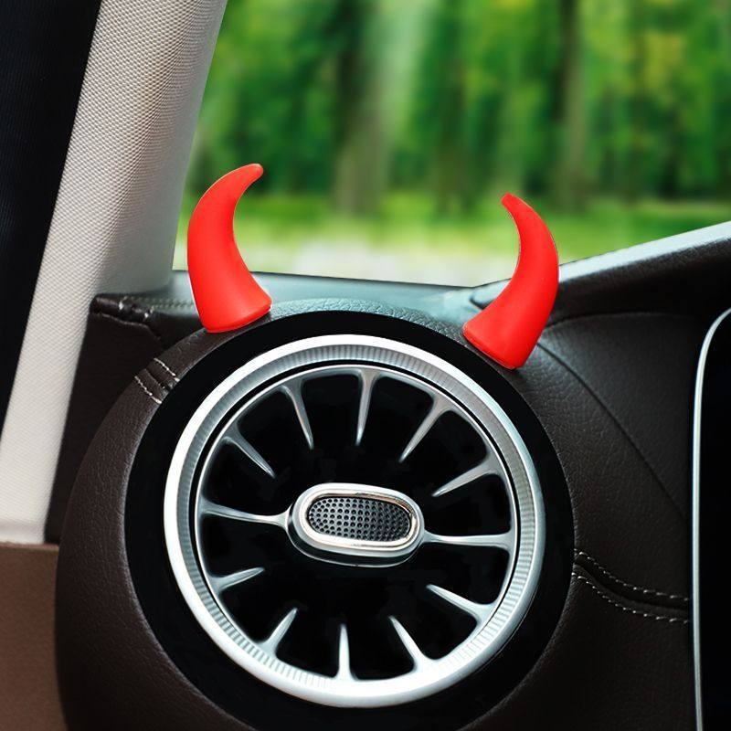 创意搞笑车载中控台显示屏小牛角方向盘恶魔角可爱汽车装饰品摆件,淘宝优惠券,粉丝福利购,淘宝优惠卷