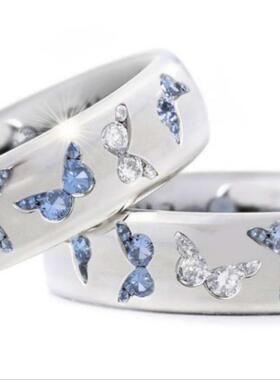 三杰跨境热卖饰品精美蝴蝶镶混色锆石戒指个性可爱风指环厂家爆款