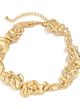 欧美跨境饰品 时尚液态褶皱不规则项圈choker 小众金属熔岩项爆款