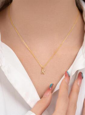 S925纯银你的名字跨境满钻26个英文字母纯银吊坠百搭项链锁骨爆款