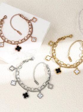 不掉色新款日韩钛钢手链女百搭ins风个性时尚手饰手环防过敏爆款