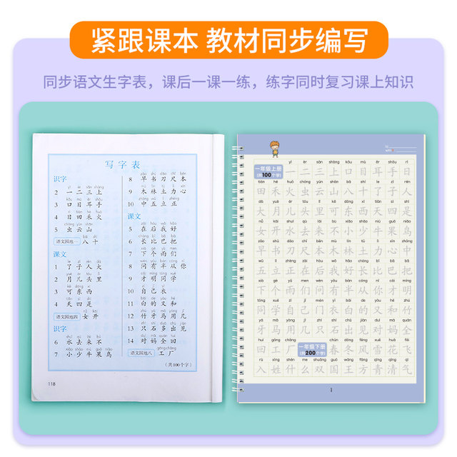 1-6th grade groove practice copybook for primary school students, People's Education Edition for first grade, second grade, volume 1 and volume 2 Chinese language copybook, daily practice, three, four, five and six, synchronous new words, hard-pen calligraphy practice book, children's pen control training, writing and tracing red