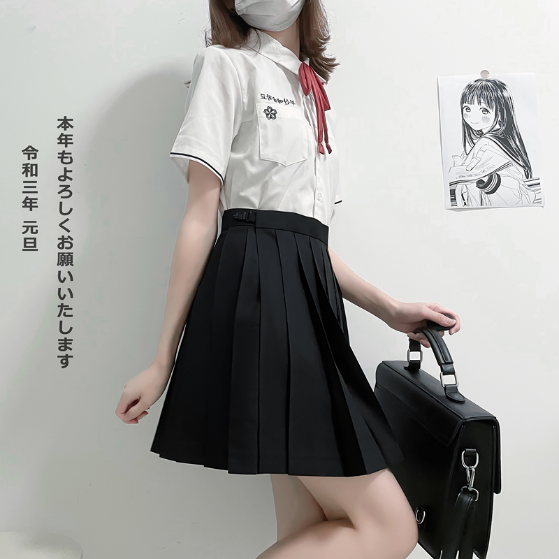 【朴樱原创】纯色jk裙下裙制服短裙绀色基础款百褶裙学生半身裙女