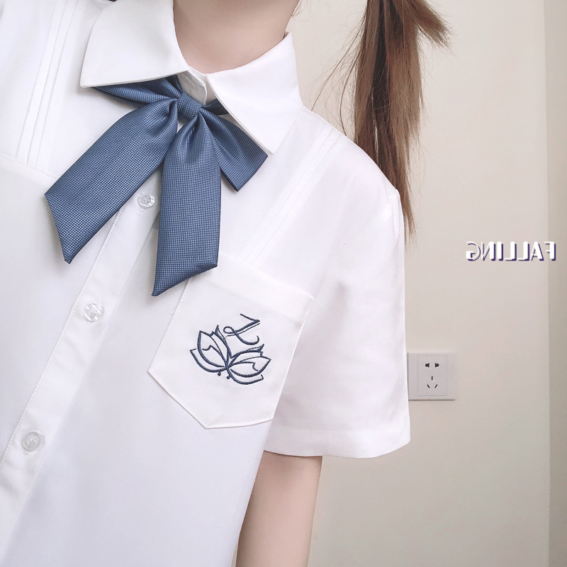 【朴樱原创】春沢中jk制服衬衫短袖上衣刺绣大码学院风白衬衣女夏