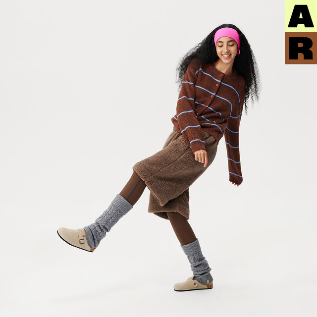 AR striped cardigan half velvet ເຄື່ອງນຸ່ງຫົ່ມເຮືອນສາມາດໃສ່ໄດ້ນອກ 2026 ພາກຮຽນ spring ແລະ summer ຊຸດນອນອົບອຸ່ນສໍາລັບແມ່ຍິງ