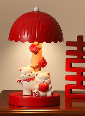 创意新款小夜灯猫咪台灯卧室书房桌面装饰品树脂摆件闺蜜生日礼物