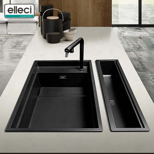 艾乐琪elleci蒂亚罗格石英石槽高端复合水槽家用厨房台上盆大单槽 - 图0
