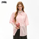 F426 back lace hollow striped short-sleeved shirt