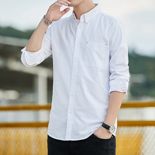 Men's pure cotton long-sleeved shirt Oxford loose