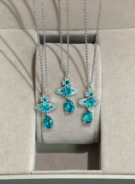 湖蓝人鱼泪项链潮流毛衣链