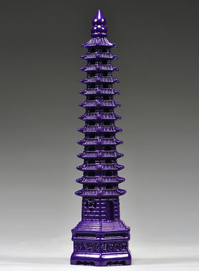 紫色木雕13层文昌塔摆件实木