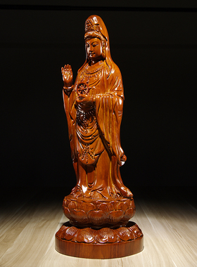木雕观音菩萨家居客厅供奉工艺品