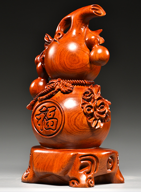 木雕家居客厅乔迁送礼葫芦摆件