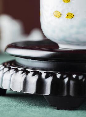 木质底座实木圆形竹木底陶瓷座鱼缸花盆花瓶奇石茶壶盆景木托爆款