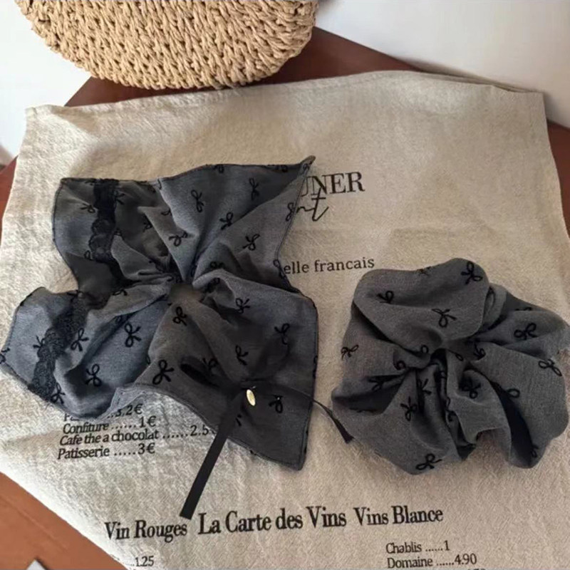 灰色格雷系蝴蝶结方形大肠发圈女头绳高级感丸子头发绳扎马尾发饰,淘宝优惠券,粉丝福利购,淘宝优惠卷