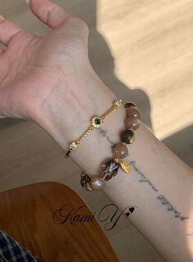 中古vintage闪钻四叶花手链