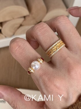 中古vintager转运珍珠戒指女新款