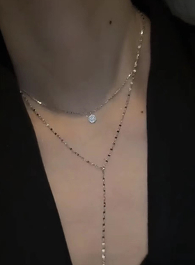 高级感长款Y型流苏闪钻项链