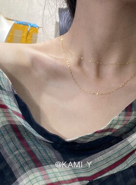 S925纯银双层叠戴极细素链项链