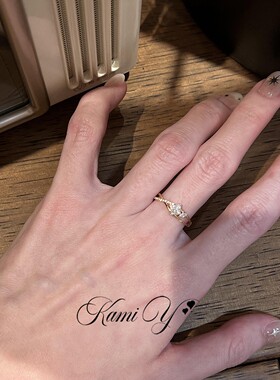 小众设计精致闪钻交错戒指女