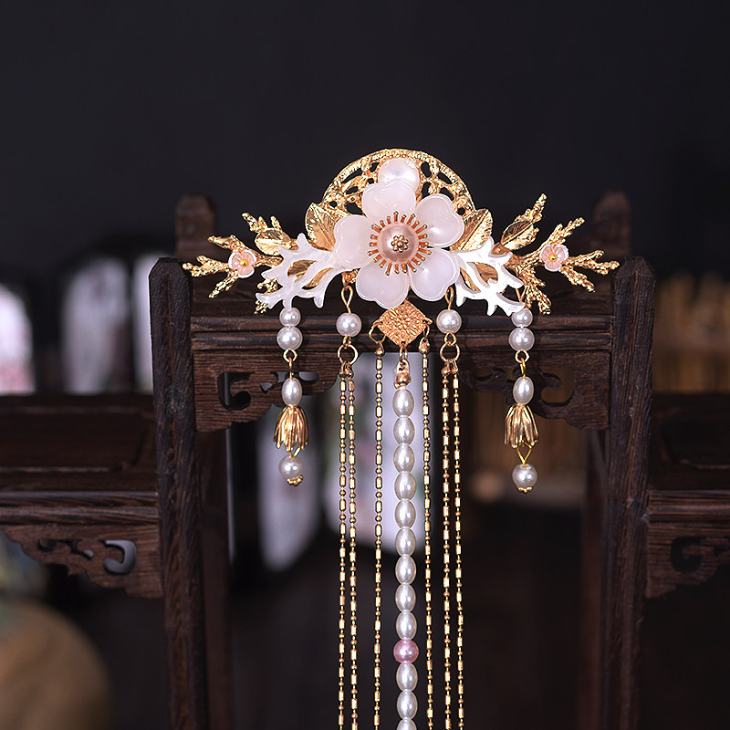 长歌行赵露思同款汉服后压发饰流苏步摇后梳插梳古风头饰发钗配饰,淘宝优惠券,粉丝福利购,淘宝优惠卷