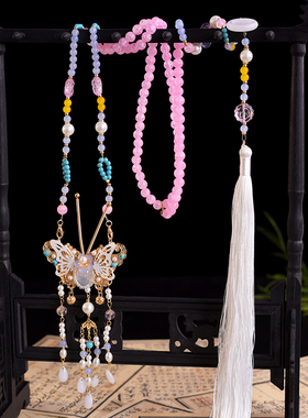 粉色新中式马面项链新中式民族风