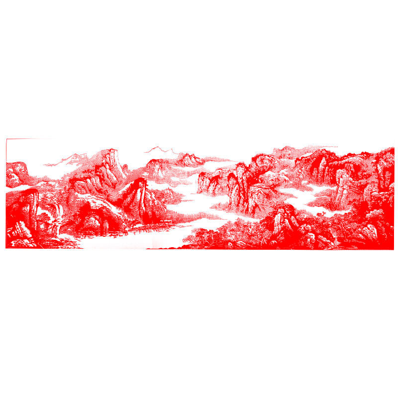 中国风纯手工剪纸底稿图案刻纸【山水画】镂空窗花素材大全材料-图0