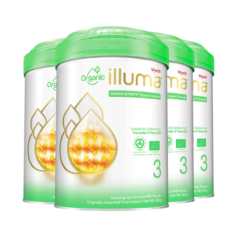 illuma启赋海外旗舰店惠氏启赋有机婴幼儿奶粉 3段奶粉 宝宝奶粉12-36月850g*4惠氏有机0