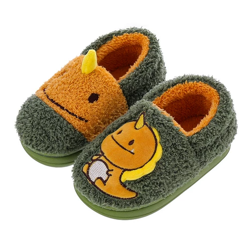 Детские утепленные туфли подходит для мужчин и женщин, нескользящий мультяшный милый динозавр, тапочки, мягкая подошва