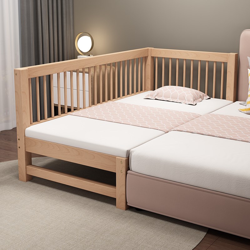 大床拼接床婴幼儿子母床实木无甲醛围栏可升降边床儿童加宽床定制-图1