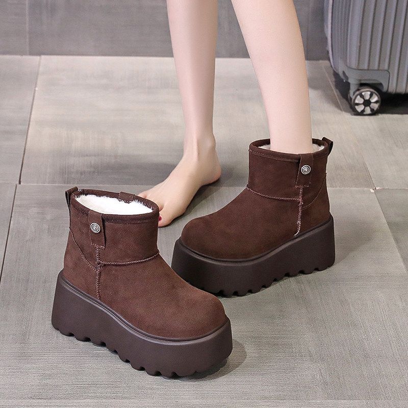 2025新款冬季厚底内增高雪地靴女加绒加厚防水保暖短靴松糕底棉鞋,淘宝优惠券,粉丝福利购,淘宝优惠卷
