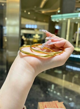 古法金包银莫比乌斯环手镯女实心素圈镯子波浪手环送女友节日礼物