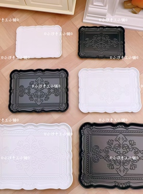 微缩食玩长方形盘子托盘diy奶油胶饰品配件冰箱贴捏捏装饰盘摆件