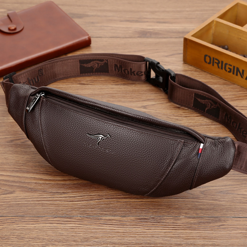 头层牛皮腰包男手机包多功能大容量胸包男士真皮斜挎包运动小包潮,淘宝优惠券,粉丝福利购,淘宝优惠卷