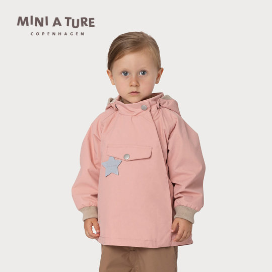 丹麦MINI A TURE童装25秋新品中小男女童精灵帽防水外套夹克风衣