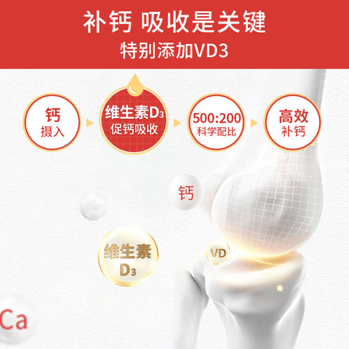 朗迪钙维生素D中老年孕妇儿童女性成人补钙片碳酸钙咀嚼片D3正品 - 图0