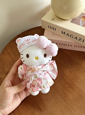 日本SELUMB可爱毛绒挂件摆件Kitty和服粉绿色送女生礼物书包挂件