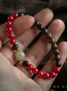 朱砂和田玉檀木手串国风男女款礼