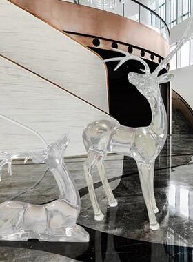 商场售楼处样板房大型透明树脂雕塑鹿摆件别墅庭院景观装饰工艺品