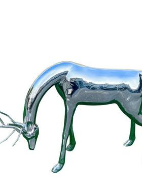 景观不锈钢镜面鹿雕塑户外园林房地产售楼处草坪地梅花鹿装饰摆件