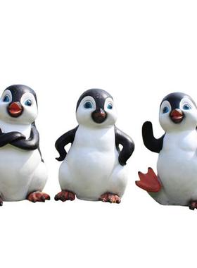 户外仿真企鹅雕塑摆件玻璃钢动物树脂模型海洋馆楼盘冰雪主题装饰
