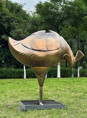 户外仿真玻璃纤维公鸡雕塑农场园林景观草坪公园抽象鸡装饰美陈摆