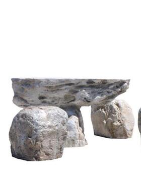 彷真石头摆件玻璃钢假石桌椅雕塑户外别墅草坪小区假山井盖石装饰